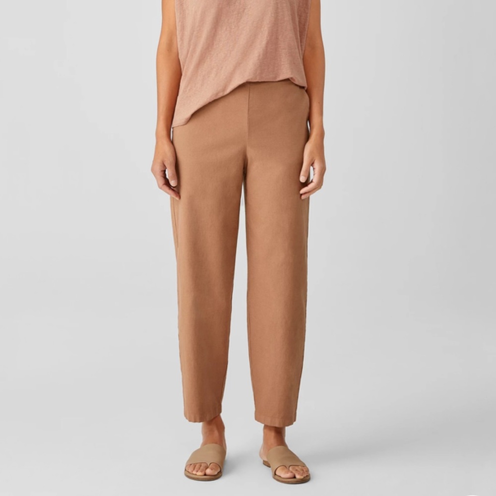 Eileen Fisher Organic Cotton Hemp Lantern Pant in Clay